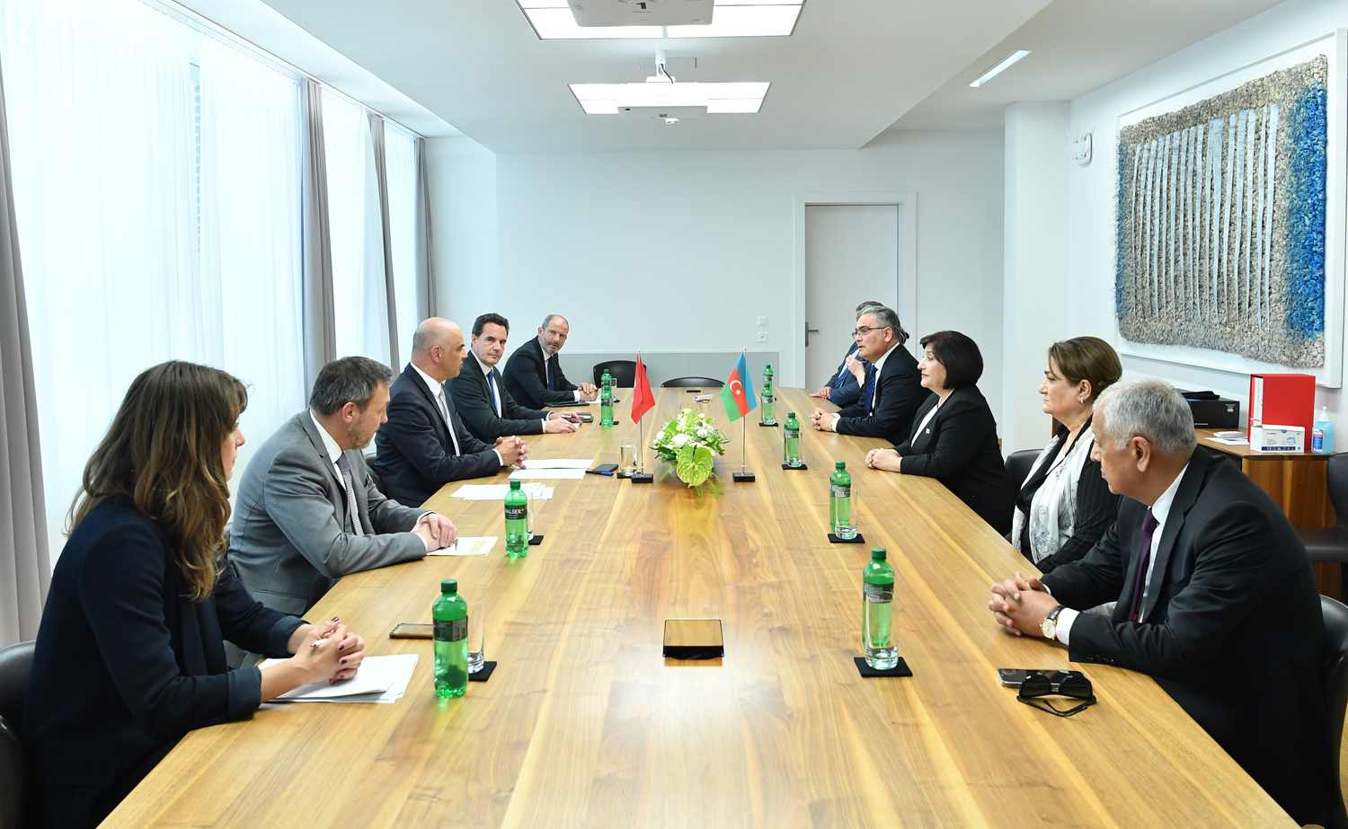 A Meeting of Chair of Milli Majlis Sahiba Gafarova with Vice President of Swiss Confederation Alain Berset