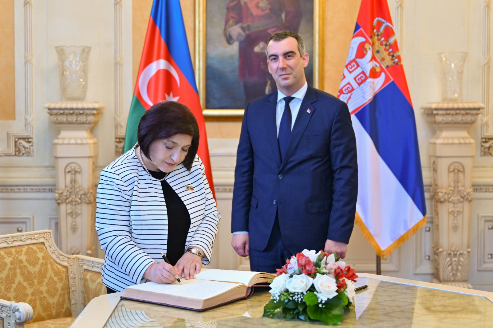 Milli Majlis Chair Sahiba Gafarova Talks to Chairman of Serbian National Assembly