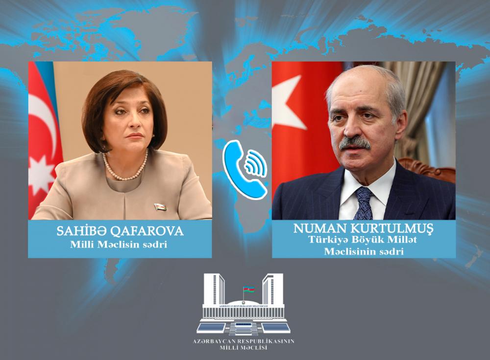 Türkiyə Böyük Millət Məclisinin sədri Numan Kurtulmuş təyyarə qəzası ilə əlaqədar Milli Məclisin sədri Sahibə Qafarovaya başsağlığı verib